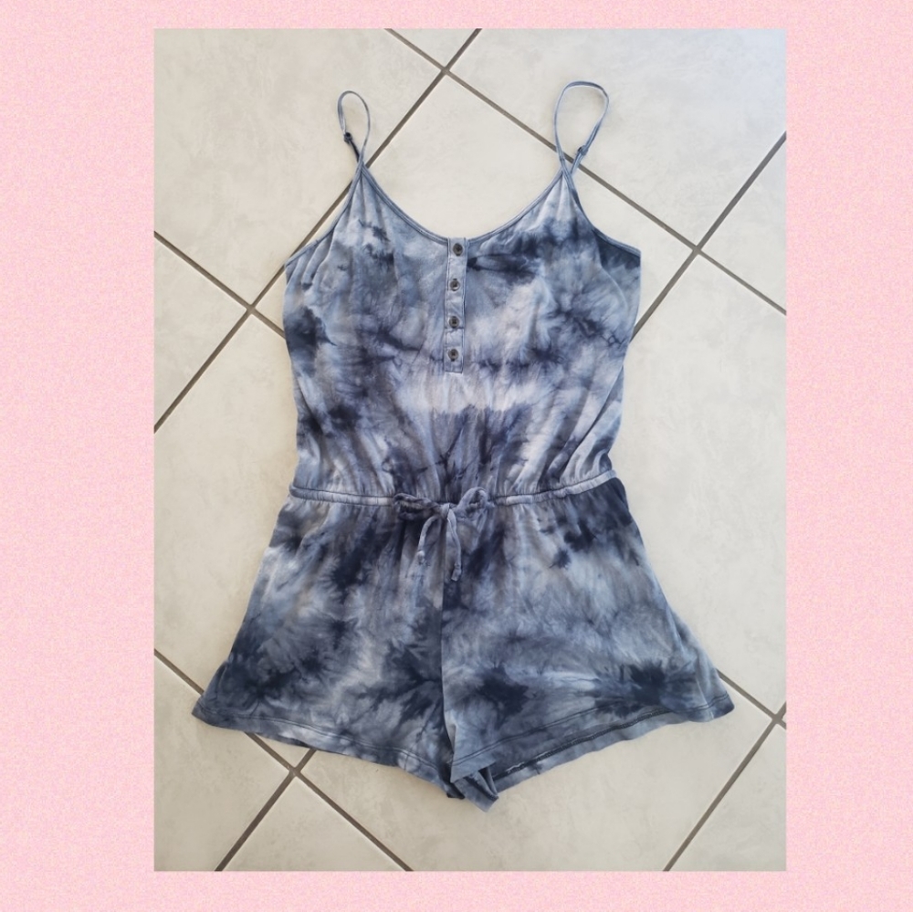 Aeropostale blue tye-dye romper. Size: S